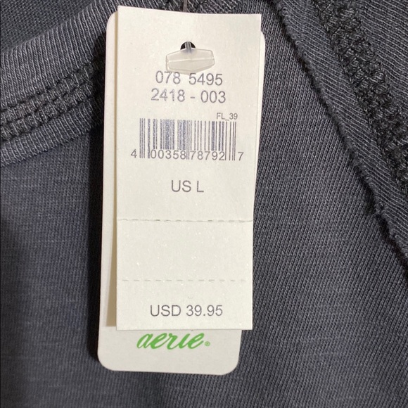 Aerie Gray Crew Neck Long Sleeve T-shirt NWT Size L - Picture 9 of 12